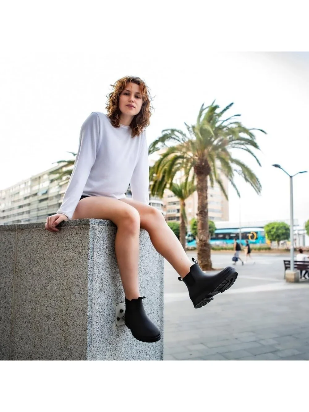 Women's White Ankle Chelsea Fashion Rubber Garden Non-Slip Waterproof Rain Boots